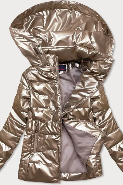 Lesklá prošívaná bunda pro ženy v barvě cappuccino 96O 6&8 Fashion
