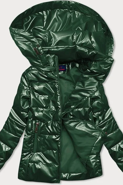 Lesklá zelená prošívaná bunda pro ženy F252A 6&8 Fashion