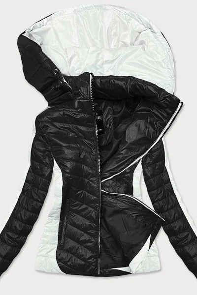 Dvoubarevná černáecru bunda pro ženy s kapucí 33905U ATURE