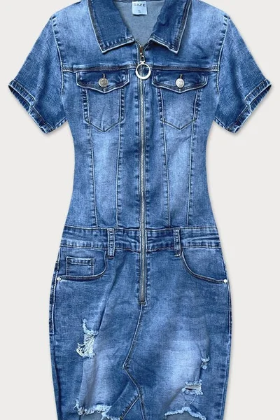 Dámské světle modré džínové šaty s protrženími 4SPGV GOURD JEANS