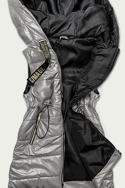 Dámská lesklá vesta v grafitové barvě s kapucí 89J72 S'WEST