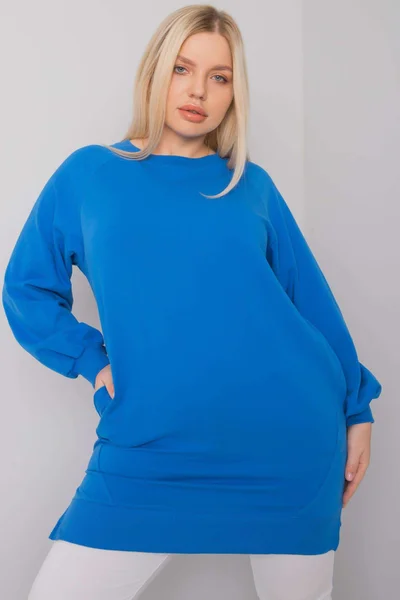 Dámská tmavě modrá bavlněná mikina pro ženy plus size FPrice