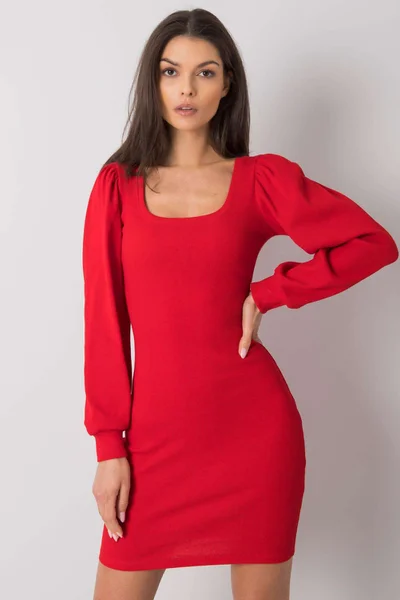 Dámské RUE PARIS Červené šaty s dlouhým rukávem FPrice