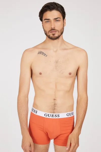 Pánské trenýrky L69OJ N9G58 oranžovámodrá barevná - Guess
