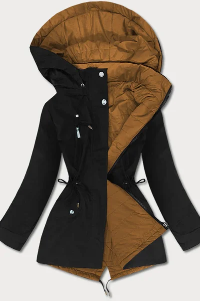 Černo-karamelová oboustranná bunda pro ženy 346 MHM