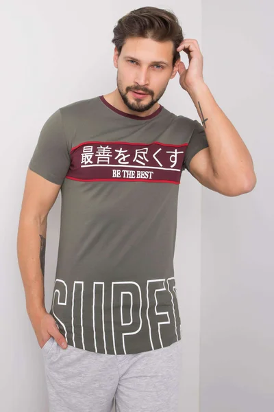 Khaki pánské bavlněné tričko FPrice