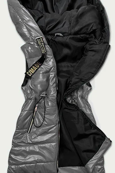 Dámská lesklá vesta v grafitové barvě s kapucí GB1416 S'WEST