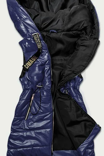 Dámská tmavě modrá lesklá vesta s kapucí 29F2 S'WEST