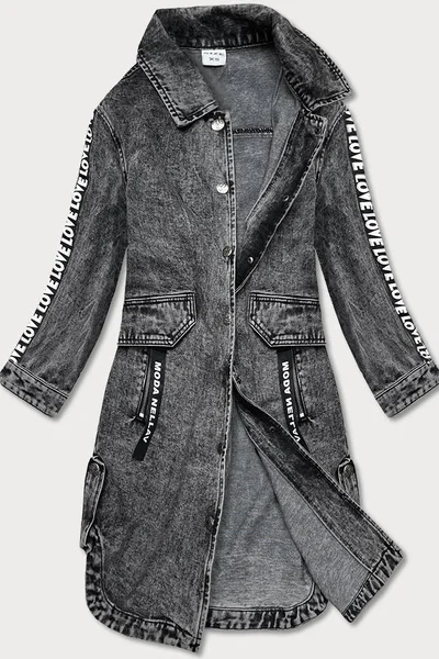 Volná černá dámská džínová bundapřehoz přes oblečení ZI2 P.O.P. SEVEN