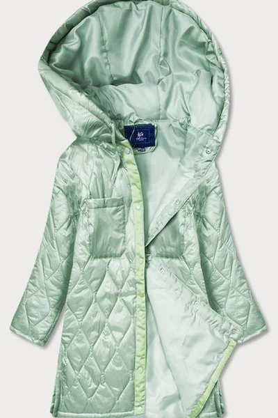Dámská prošívaná oversize bunda v mátové barvě s kapucí ZFD8Q9 Ann Gissy