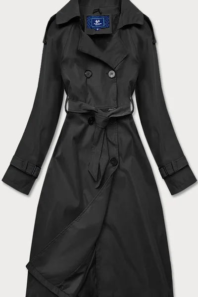 Dámský černý dvouřadový kabát s páskem 246993 Ann Gissy