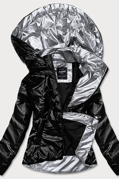 Černá bunda pro ženy se stříbrnou kapucí 0F145 ATURE