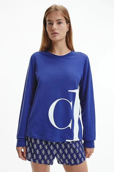 Dámské monogram tričko na spaní - SO71Q - C8Q - Tmavě modrá Calvin Klein