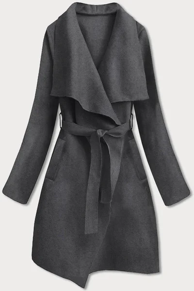 Šedý dámský minimalistický kabát IP2EH8 MADE IN ITALY