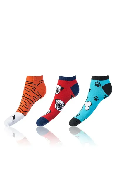 Zábavné nízké crazy ponožky unisex v setu 3 páry CRAZY IN-SHOE SOCKS 3x - Bellinda - oranž