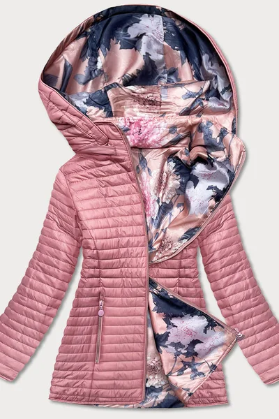 Růžová dámská oboustranná bunda s kapucí 88B Andrea Lee