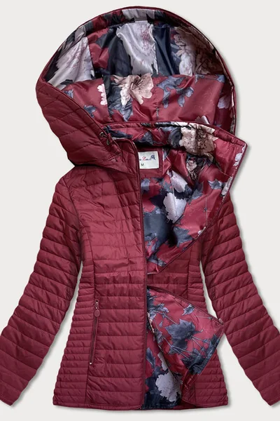 Vínová bunda pro ženy s květovanou podšívkou 9WTM4 Andrea Lee