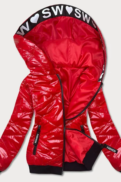 Lesklá červená bunda pro ženy pro přechodné období L90K23 S'WEST