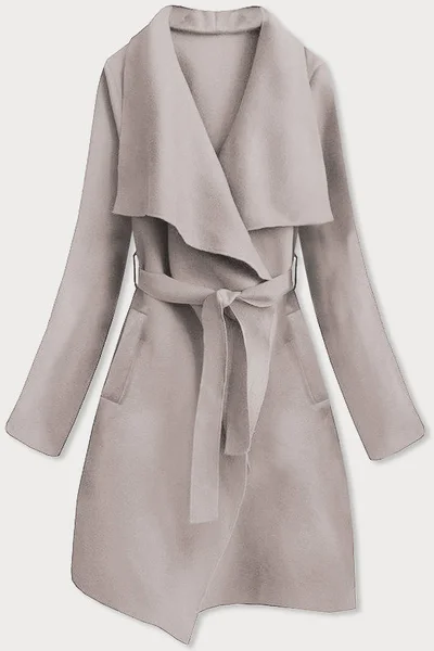 Tmavě béžový minimalistický dámský kabát 2K8 MADE IN ITALY