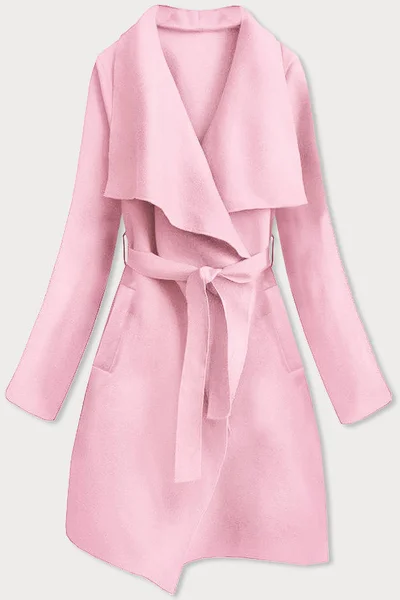 Minimalistický dámský kabát v pudrově růžové barvě 38GX58 MADE IN ITALY