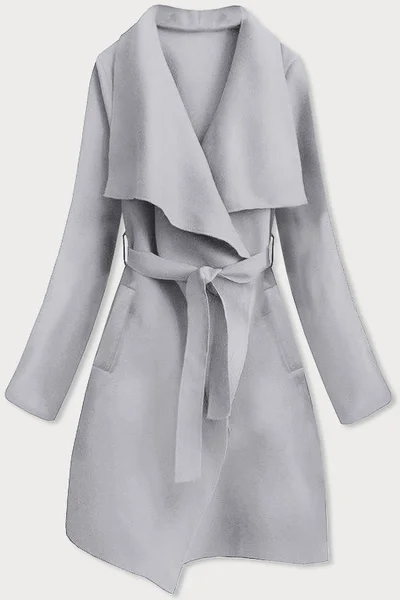 Šedý minimalistický dámský kabát 1 E78 MADE IN ITALY