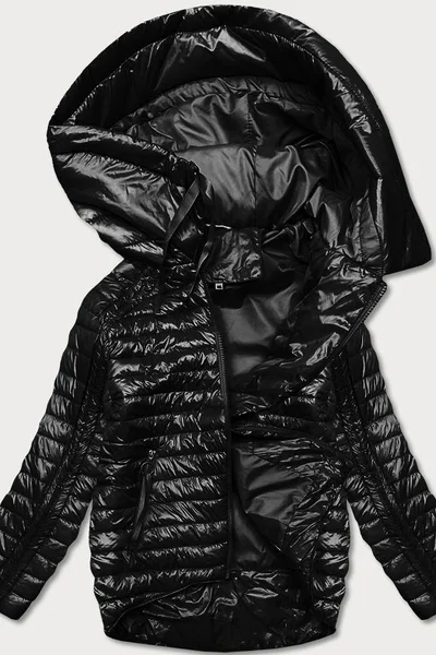 Asymetrická černá bunda pro ženy s kapucí 699QX0 MINORITY