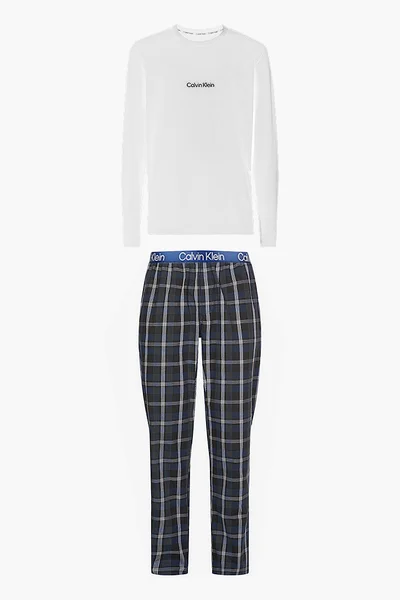 Pánský pyžamový set - 0P59MG 1MT - bílámodrá - Calvin Klein