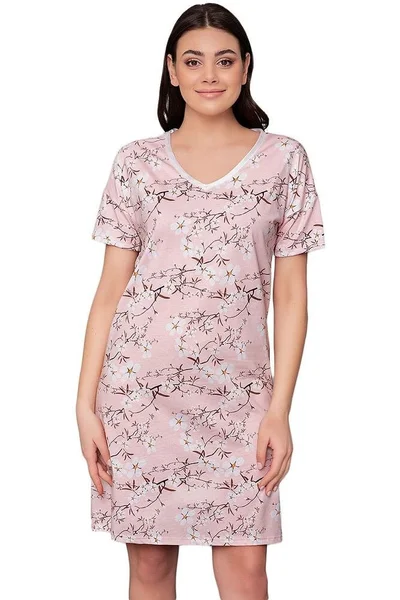 Dámské noční košilka Alwa růžová s květy Italian Fashion