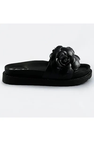 Černé dámské pantofle s květinou 8EZ Mix Feel