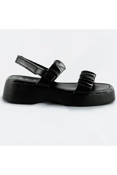 Dámské černé sandály na nízké platformě 0F59 Mix Feel