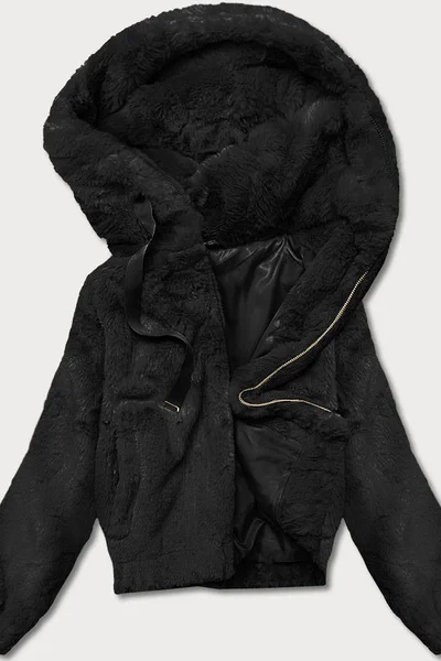Krátká černá dámská kožešinová bunda 7JW55 S'WEST