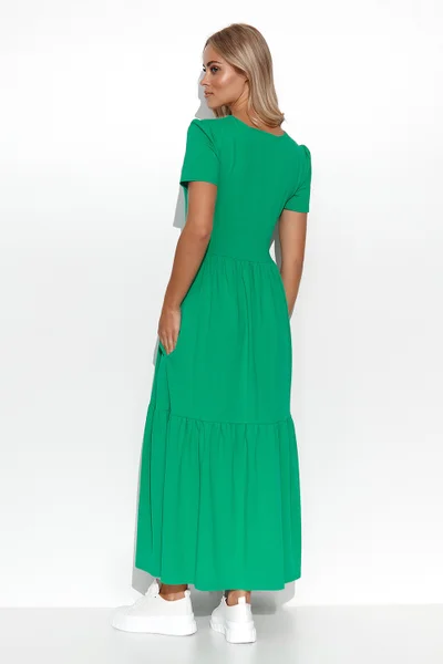 Romantické zelené pletené maxi šaty od Makadamia