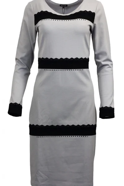 Dámské šedé šaty Favab s černou krajkou