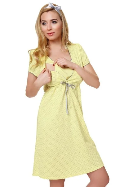 Dámské bavlněná těhotenská noční košile Felicita žlutá Italian Fashion