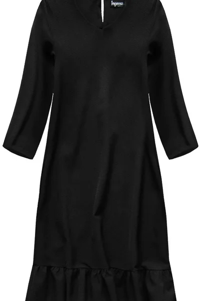 Dámské černé šaty s volánem 32C58B INPRESS