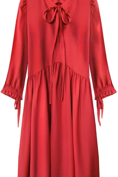 Červené dámské šaty s volánkovým stojáčkem 674774 INPRESS