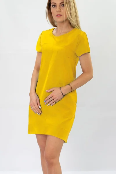 Dámské žluté trapézové šaty L9T18C INPRESS