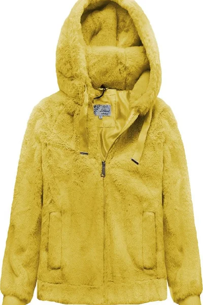 Dámská žlutá plyšová bunda s kapucí 0R77H0 Libland