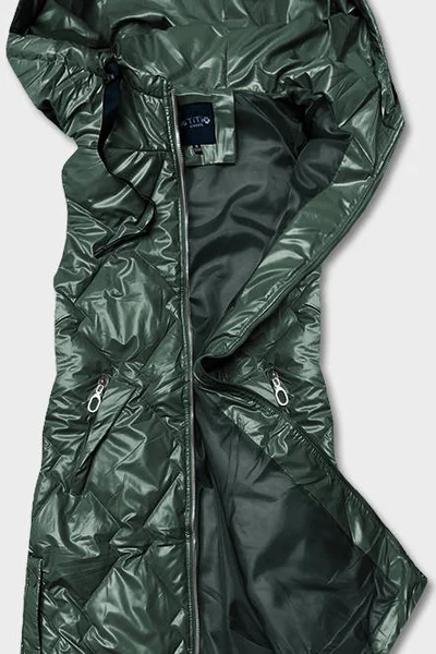 Tmavě zelená dámská vesta s kapucí 822H0 Miss TiTi
