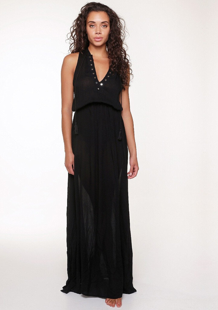 Černé dámské šaty s třásněmi a lesklými kolečky od LingaDore, černá L i321_26631-210386