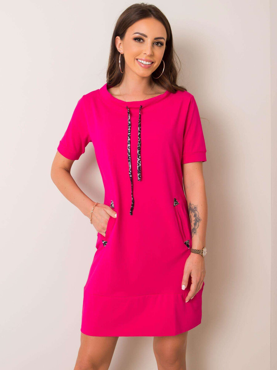 Růžové dámské šaty s kapsami FPrice, S/M i523_2016102694861