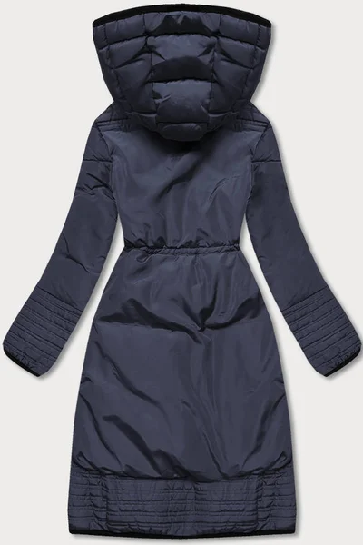 Zimní modrá bunda s odnímatelnou kapucí pro ženy - Zimní Modrá Pohodlná