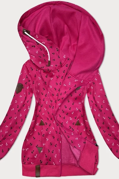 Růžová kotvová mikina s kapucí a kožíškem 6&8 Fashion