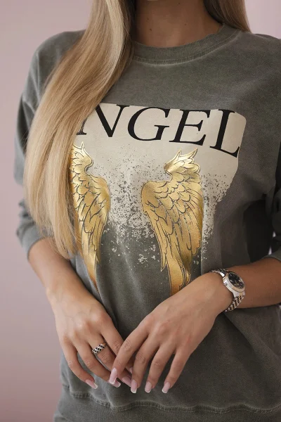 Komplet Angel: Mikina + Kalhoty Khaki K-Fashion