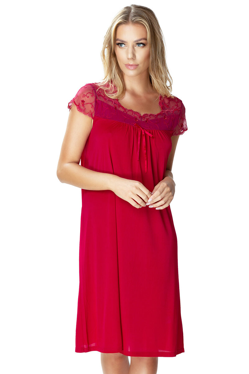 Noční dámská košile Mewa model Dolce v odstínu burgund, 36 i510_36189376574