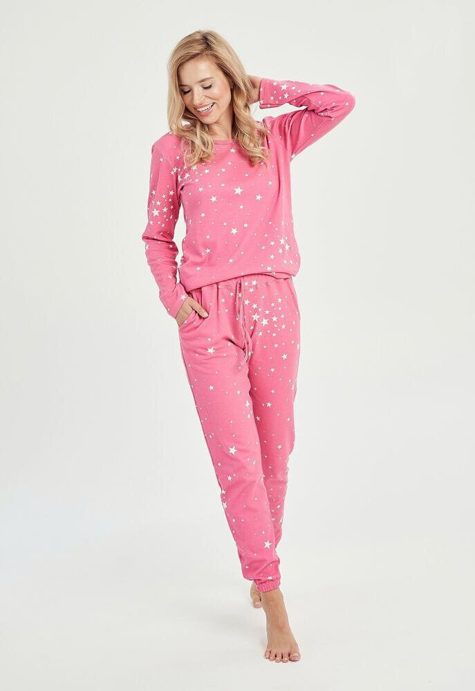 Růžové hvězdnaté zateplené pyžamo pro ženy Erika od Taro, růžová XL i43_79307_2:růžová_3:XL_
