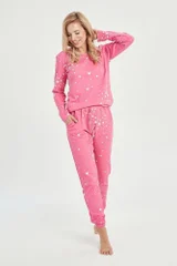 Růžové hvězdnaté zateplené pyžamo pro ženy Erika od Taro