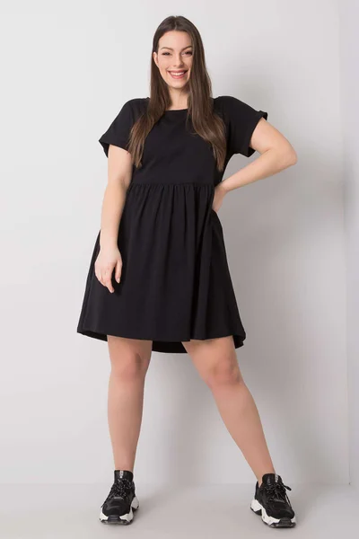 Dámské černé plus size bavlněné šaty Fashionhunters