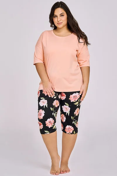 Květinové bavlněné pyžamo Taro Margot pro velké ženy