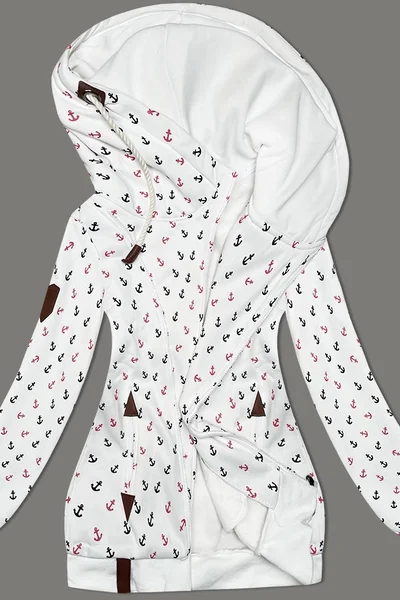 Kotevní bílá mikina s kapucí a zipem 6&8 Fashion